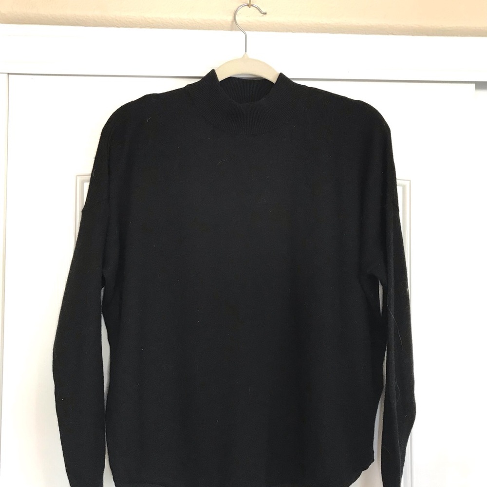 Madewell Black Mockneck Sweater Size L | Wool Alpaca Blend | Luxe Minimalist - Picture 5 of 6